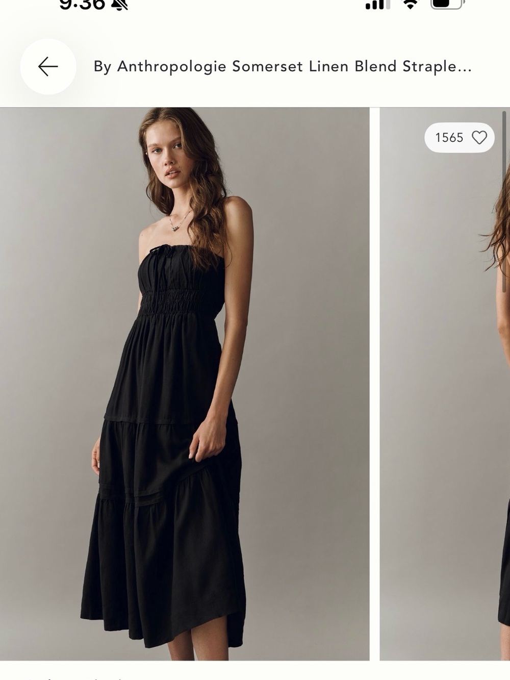 By Anthropologie Somerset Linen Blend Strapless Maxi Dress